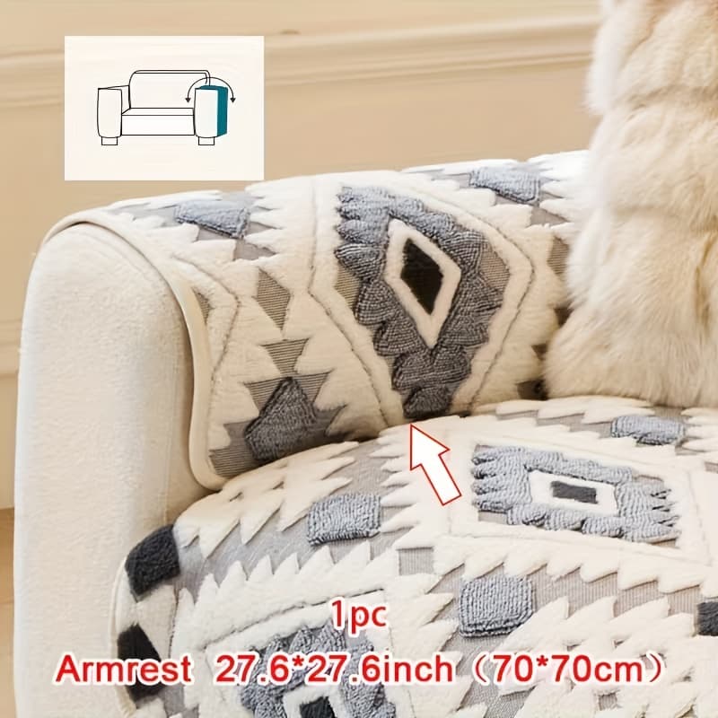 TEMU A Thickened Plush Sofa Cover, Made From Pet-friendly Fabric, Featuring A Non-slip And Machine-washable Protective Cover, Suitable For Home Decor In Offices, Bedrooms, Living Rooms, And More