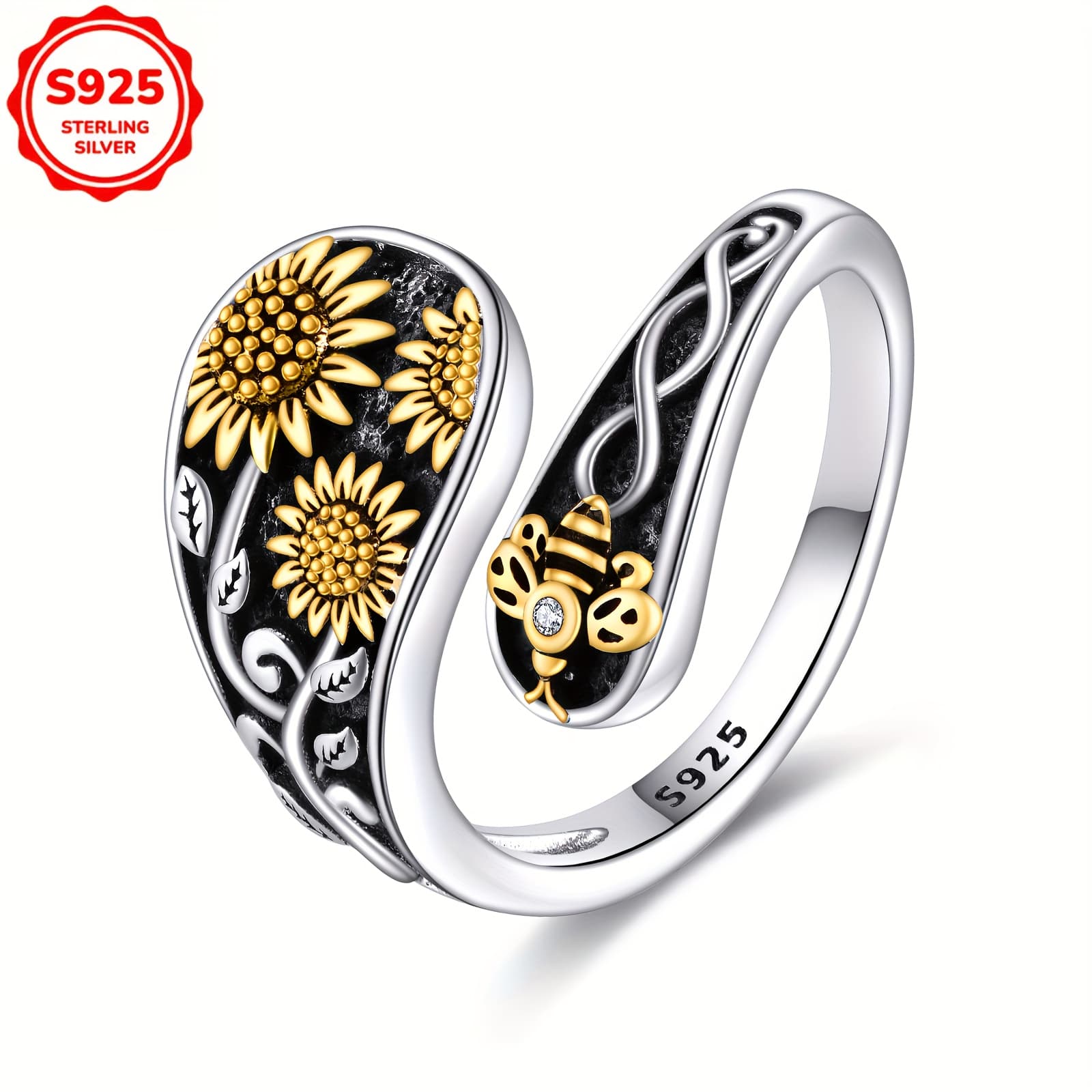 TEMU S925 Pure Silvery Sunflower