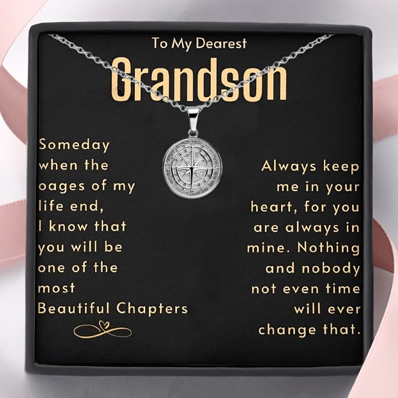 TEMU To My Grandson Compass Pendant Gift, Grandson Necklace, Birthday Gifts, Graduation Gifts, Christmas Gifts