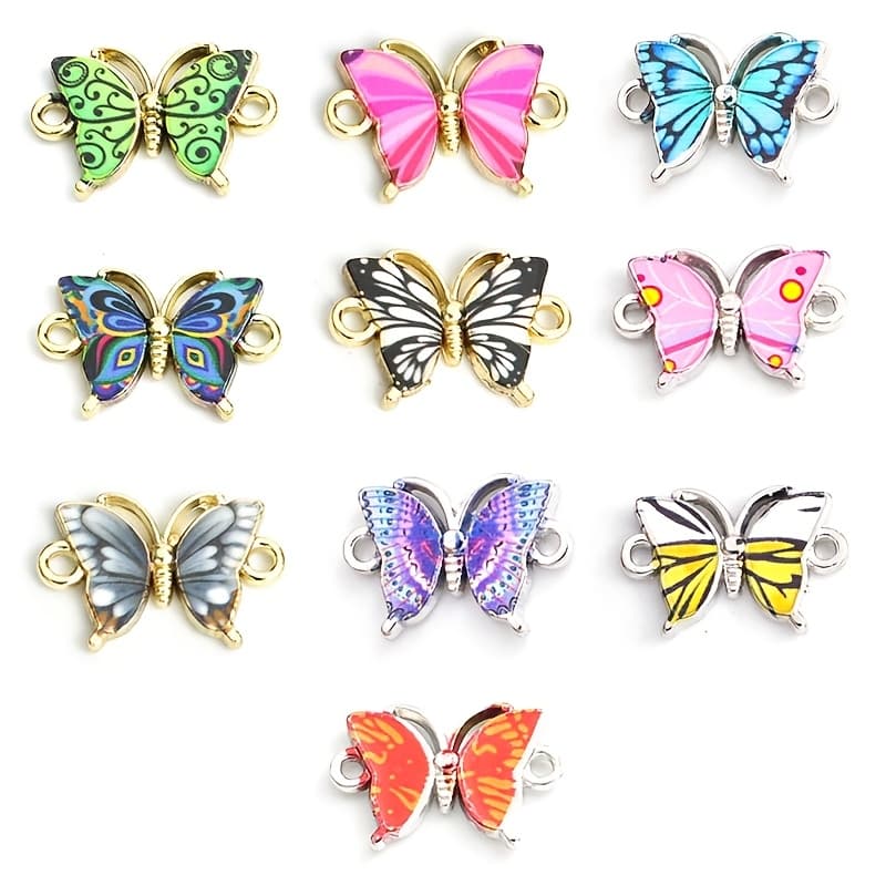 TEMU 10pcs Of Creative Colorful Connectors For Ethnic Style Additions, Suitable For Women's Necklaces, Bracelets, Earrings, And Hair Ornaments With Enamel Color Double Pendants
