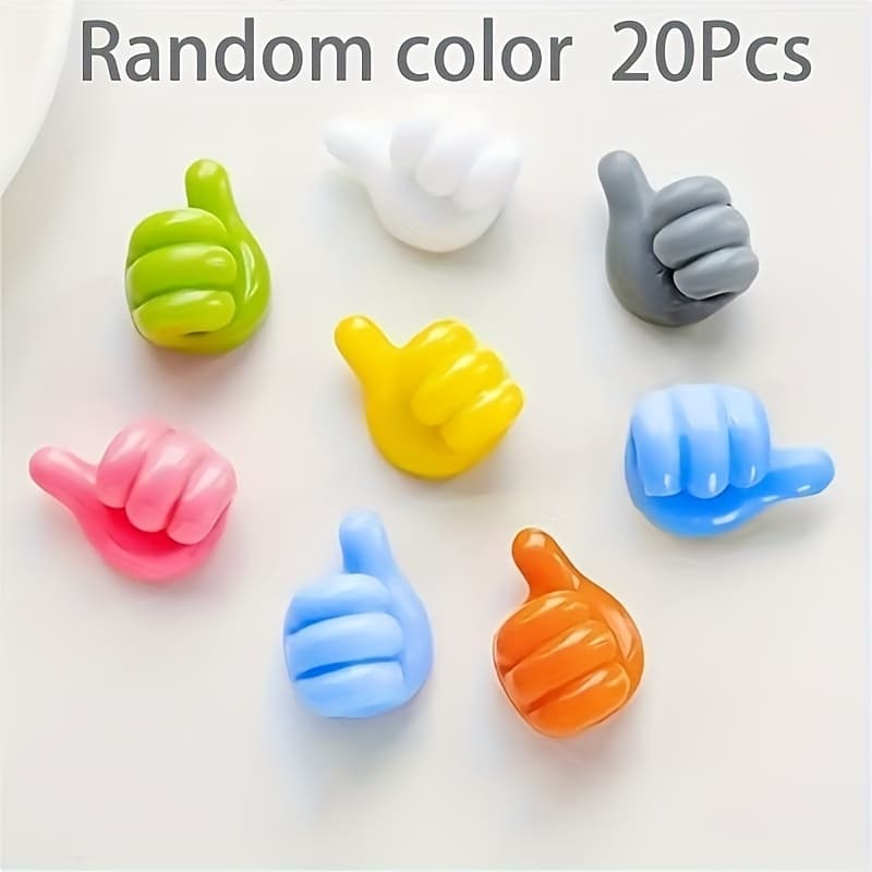 TEMU 20pcs Premium Polished Plastic Thumb Wall Hooks - Colorful Adhesive Cable Clips For Earphones, Data Cords & Keys - Perfect For Office Organization & Home Storage, Cable Management | Hooks | Hooks