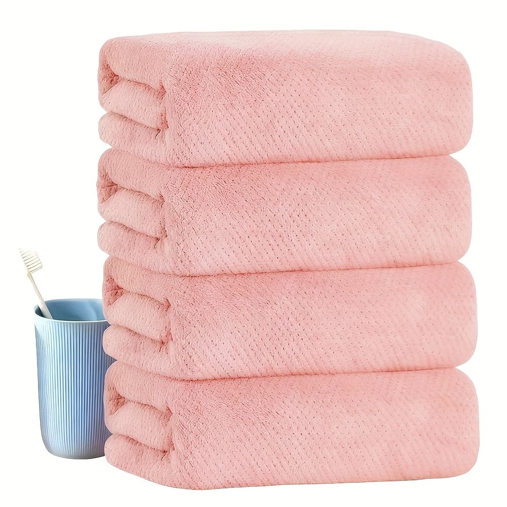 TEMU 4pcs Set Of Bath Towels, 28 X 55 Inches Super Soft And Absorbent Microfiber Bath Towels Drying And Shower Towels For Family And Hotel, Easter Gifts,