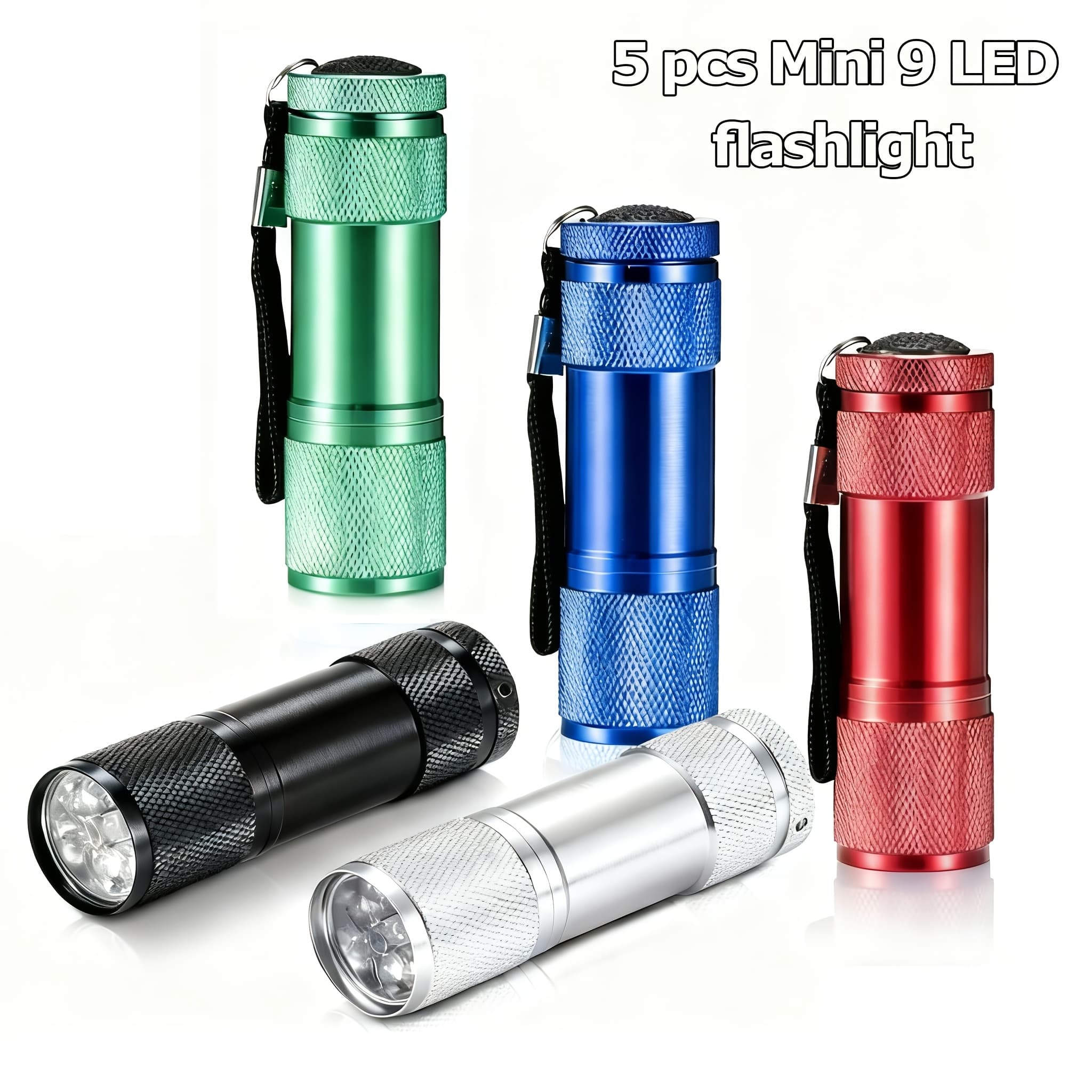 TEMU Set Of 5 Led Mini Flashlights, Extremely Bright With Lanyard, Colors - Ideal Tactical Torch For Adults, Reading, , And Camping (5 Pack), Without Battery