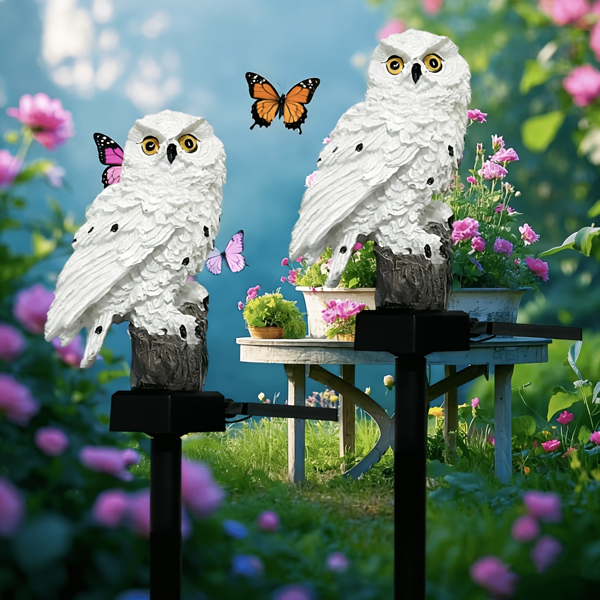 TEMU 2/4 Pack Owl Solar Led Lights, Ip65 Outdoor Garden Stake Lights, Auto , Resin Decorative Landscape Lighting For Yard Path Lawn Patio