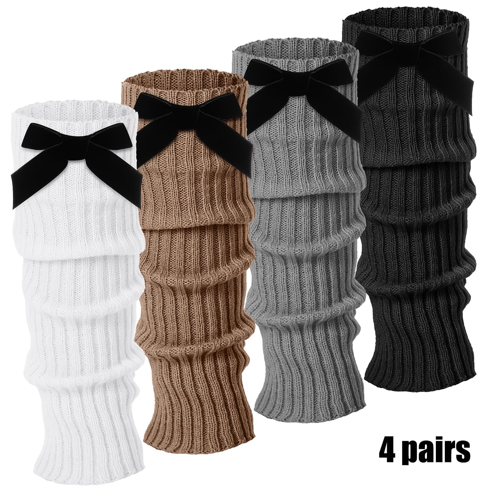 TEMU 4 Pairs Women's Ribbed Leg Warmers - Winter Thermal Boot Socks For Dance, Fashion & Cold Weather, Cuffs