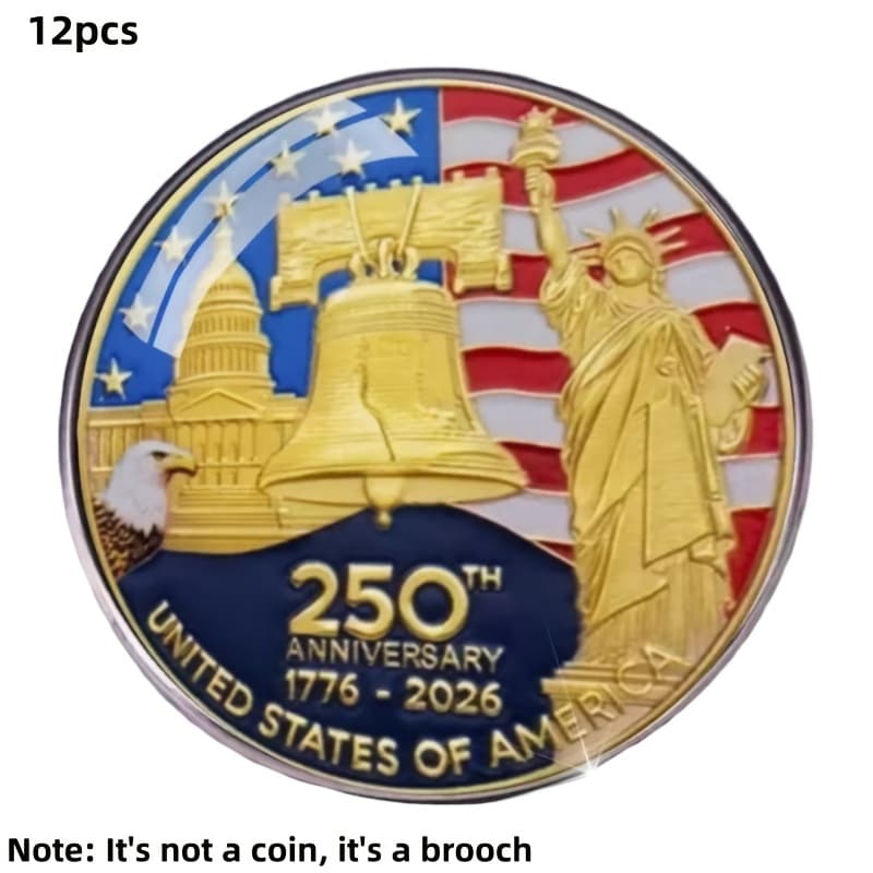 TEMU 2026 250th Anniversary Of Of The United States Of America 12pcs Set | 1776-2026 Brooch