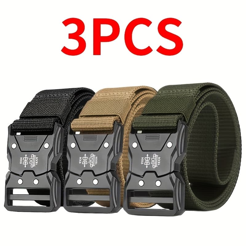 TEMU 3pcs Men's & Women' Belt - - Automatic Closure Belt For Belts Suitable For Outdoor, Gym, Casual Attire - Unisex Casual Belt (3pcs Pack)