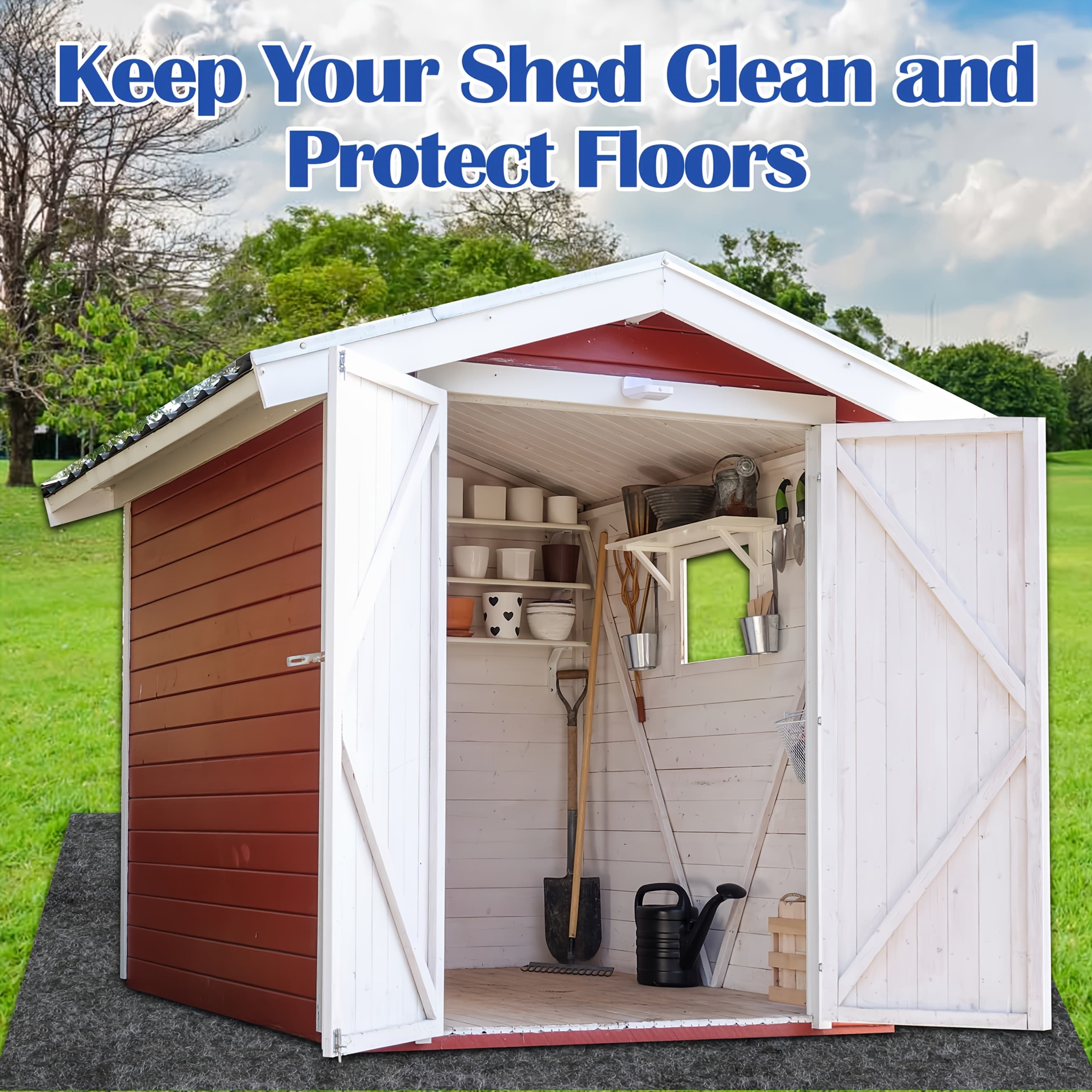 TEMU 6 X 8.2ft Waterproof Outdoor Shed Floor Mat Suitable For Garden Furniture, Carport & - Plastic Base With Backing, Machine Washable Shed Mat For Rv,, Vehicle (no Shed Included)