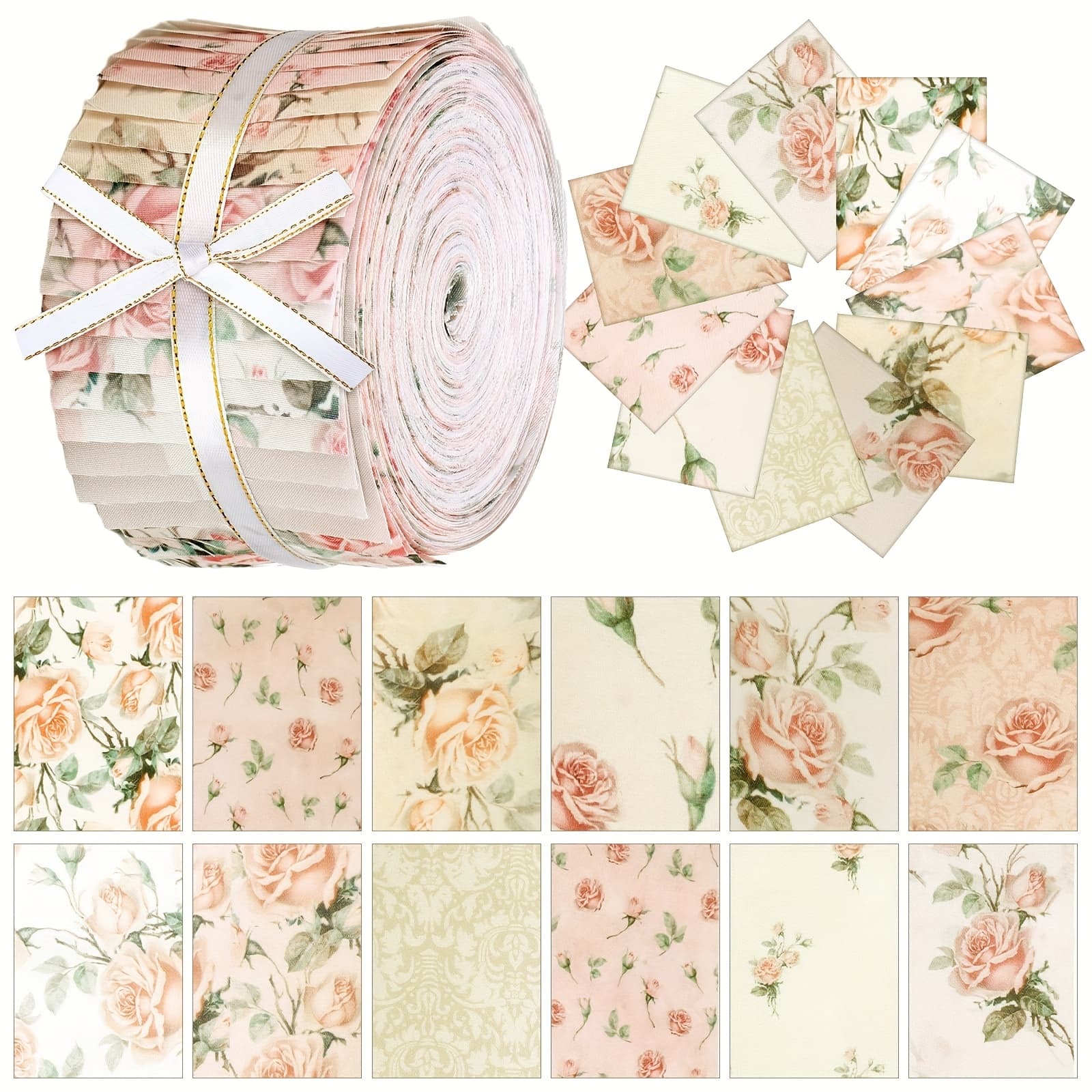TEMU 40pcs Sunflower Fabric Multicolor Roll Solid Color Precut Quilting Strips Bundles Roll Up Craft For Diy Quilting, And Sewing
