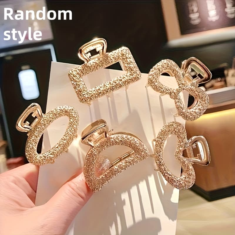 TEMU 5pcs Elegant Hollow Out Hair Claw Clips Retro Non Slip Hair Grab Clips For Women And Daily Use Wear(random Style)