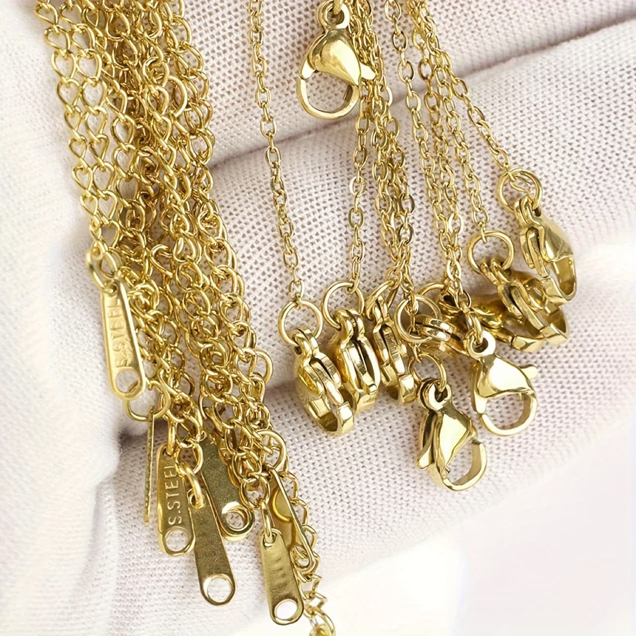 TEMU 10pcs Set Stainless Steel Clavicle Necklace, Fashionable And Versatile, Can Pendant