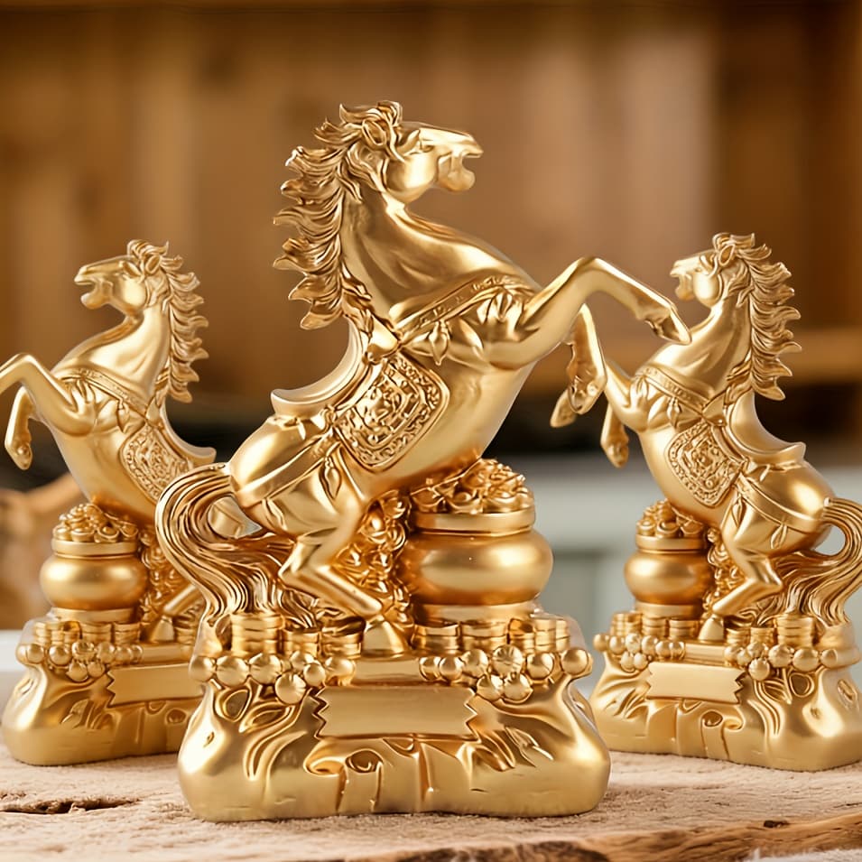 TEMU 3pcs To Success Figurines - Retro Resin Horse Statues For & , Desktop/table Decorations Suitable For, Office, Chinese New Year & Success Gifts