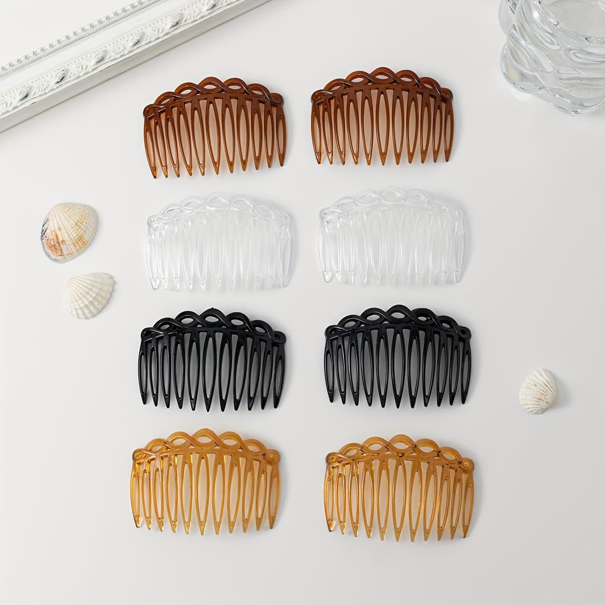 TEMU 8pcs/pack 11-teeth Hair Combs, Assorted Colors Plastic Hair Side Combs Set For Women, Durable Styling Accessories For