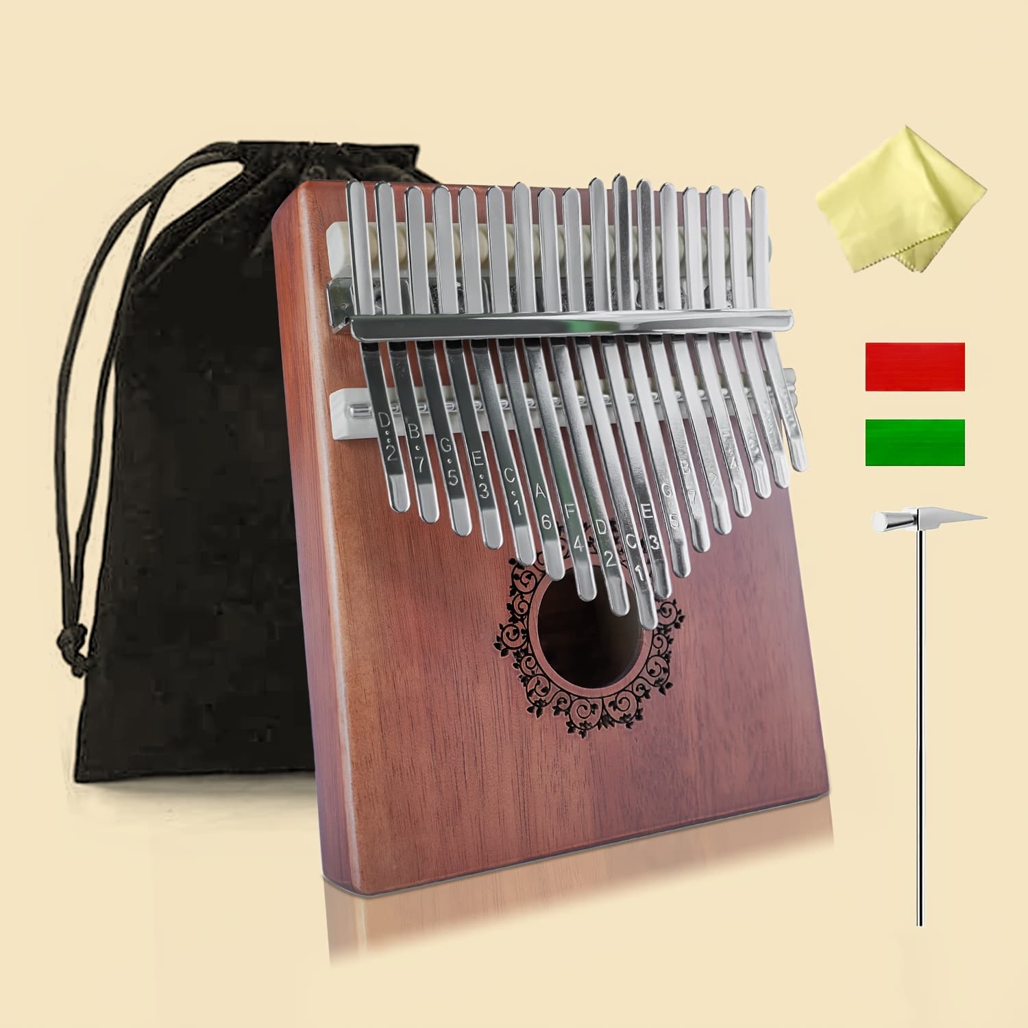 TEMU Portable 17 Key Thumb Piano, Finger Piano, Vintage Style Finger Piano With Learning Guide And For Beginners