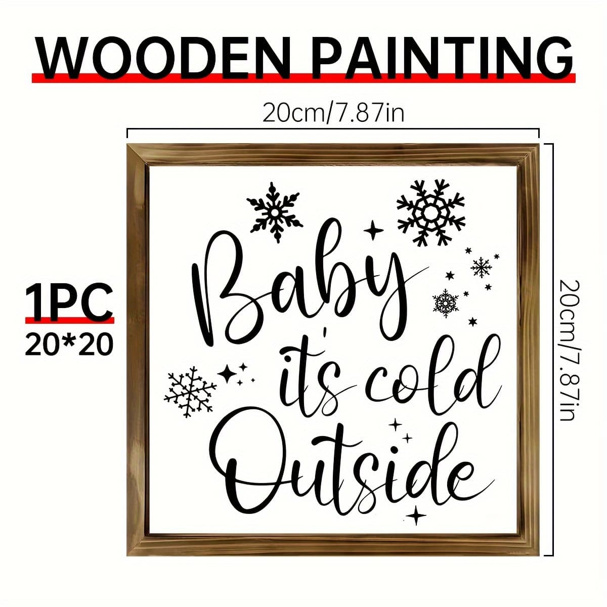 TEMU Winter-themed Rustic Wall Hanging Plaque - '' Framed Wooden Sign, Mardi Gras Decor, Canvas Wall Art, 7.87x7.87in - Farmhouse Vintage Artwork - Spring Summer Indoor Decor