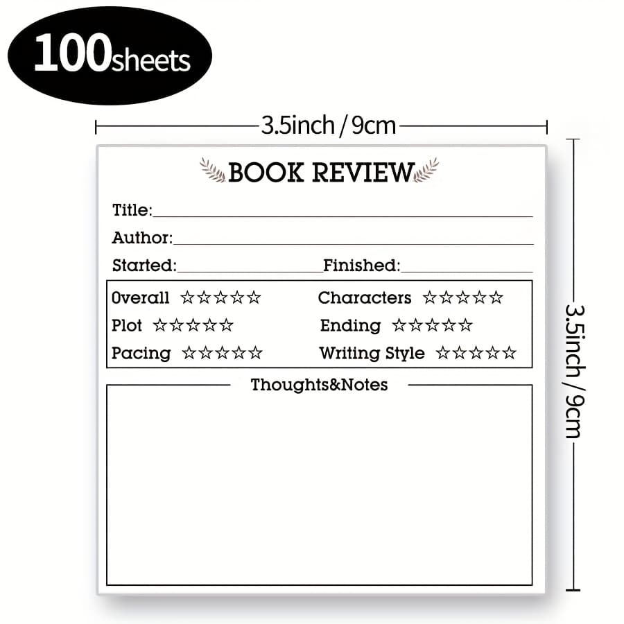 TEMU 100 Sheets Of Review Sticky Notes, Ideal Enthusiasts. Reading Memo Pad - Portable Reading Journal, Reading Notes, For Book Lovers