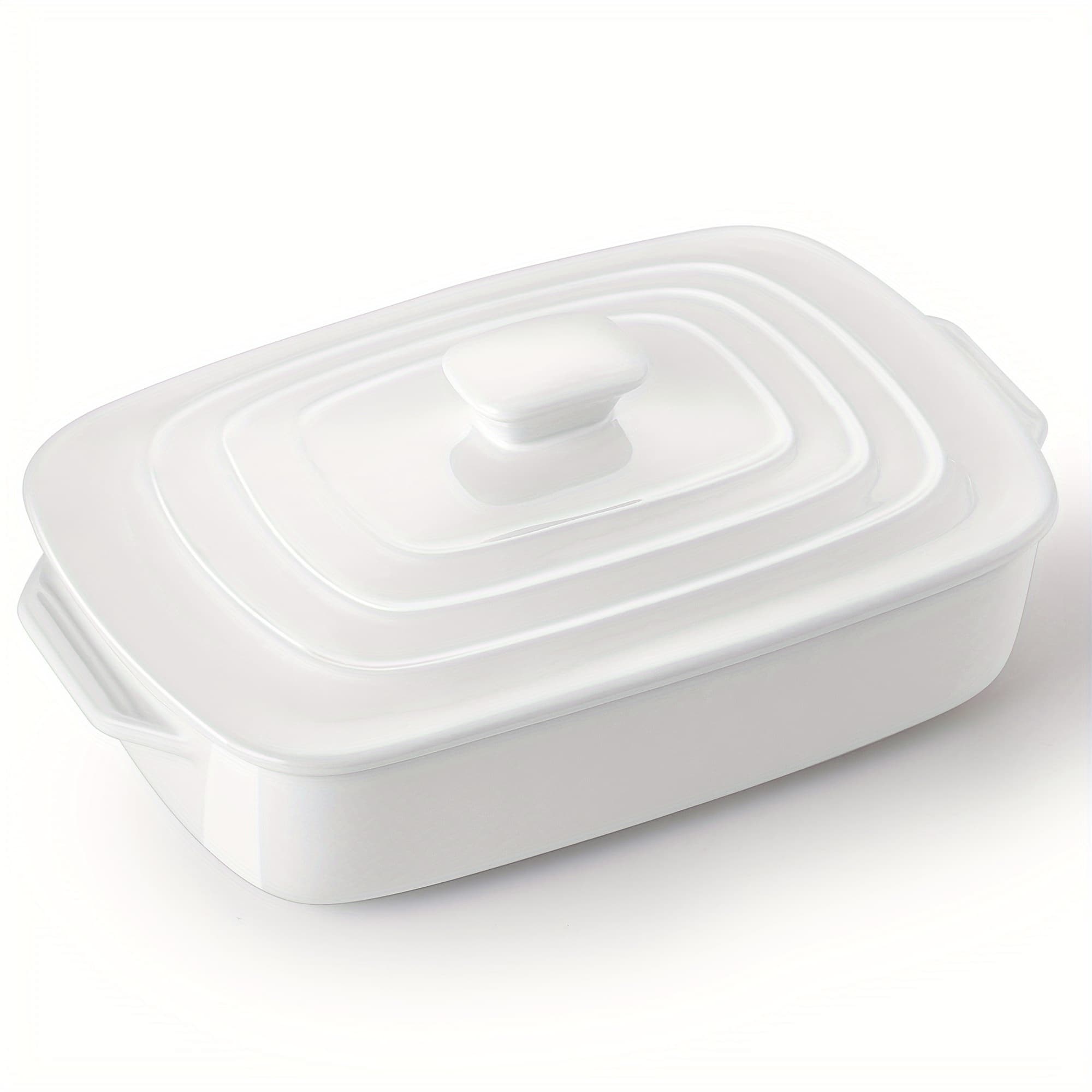 TEMU Large Ceramic Casserole Dish With Lid, 4.0 Quart Covered Rectangular Stoneware Baking Dishes For Oven, Deep 9x13 Inch Pans For Baking And Serving, Perfect For Mothers Day Gifts, Red