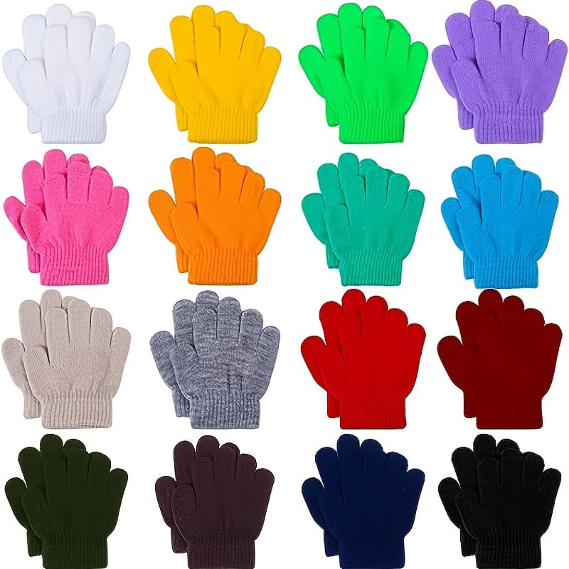 TEMU 16 Pairs Kid's Winter Stretchy Warm Boys Or Girls Gloves