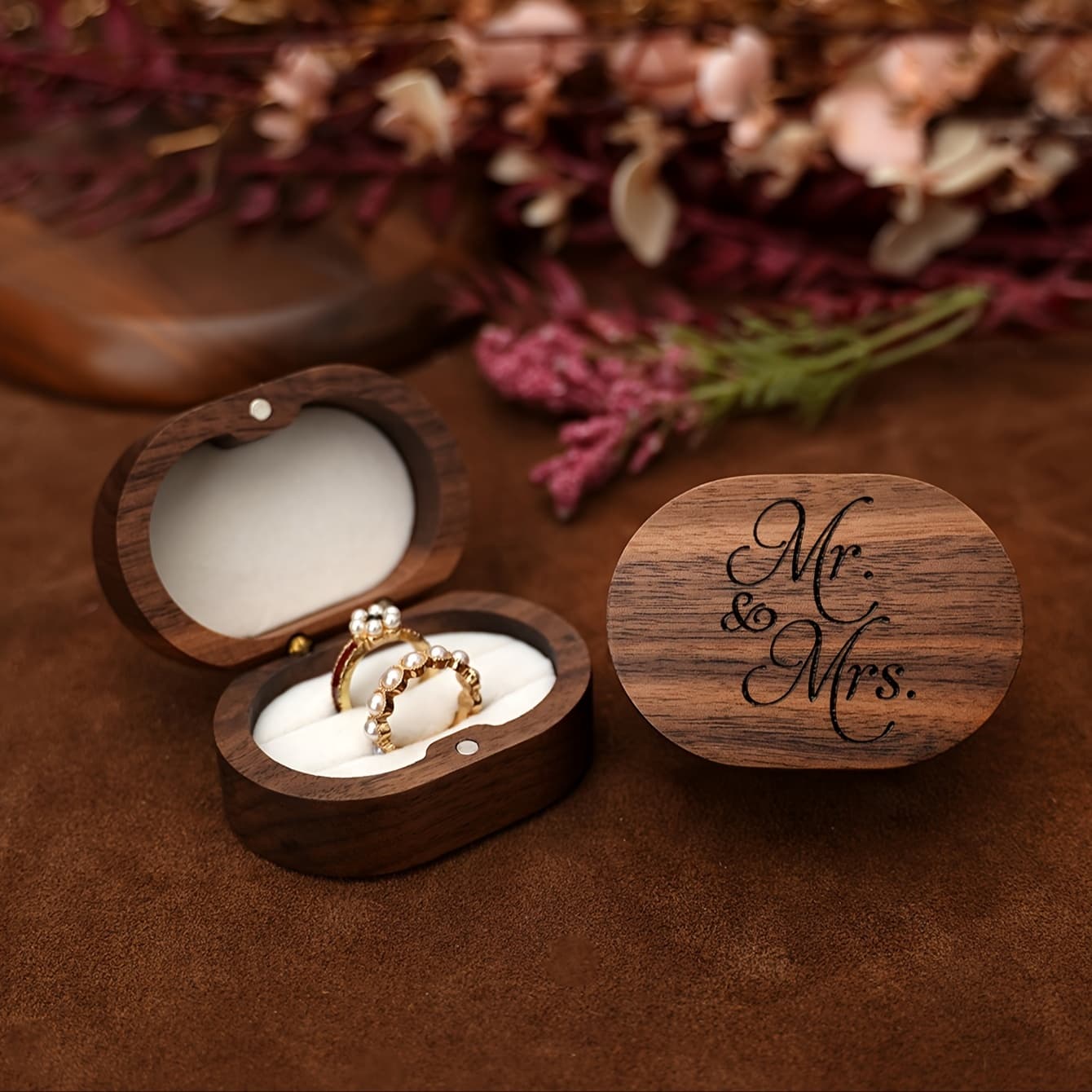TEMU Engraved Oval Ring Box - The For Wedding And Engagement Gifts, Creative Jewelry Storage Box, Design, Jewelry Boxes