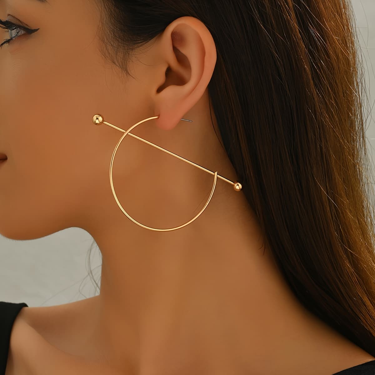 TEMU 1 Pair Of Fashionable, Creative, Versatile Half-hoop Earrings