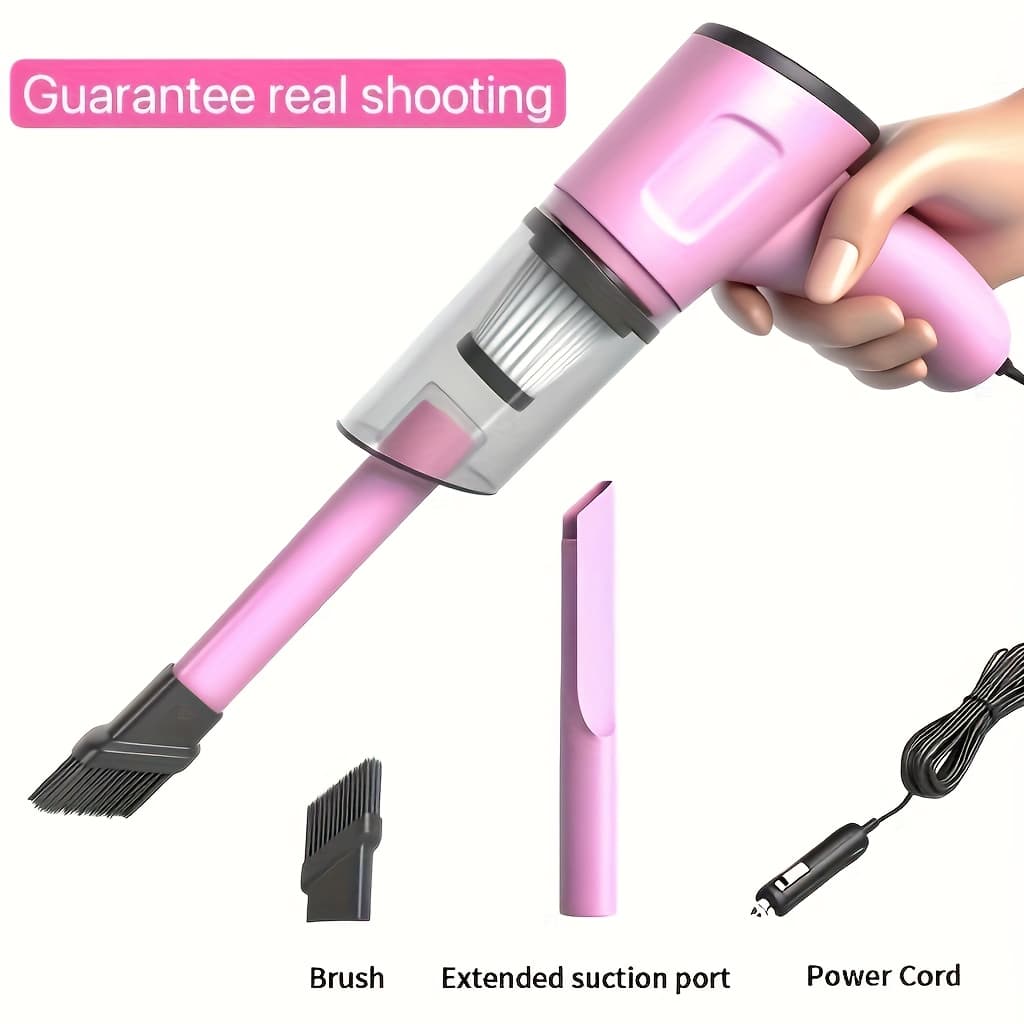 TEMU Portable Mini Handheld Car Vacuum Cleaner - Strong Suction, Cleaning, Pink & Cute, Multifunctional For Pet Hair, Cat Hair (super Power)pink Cute Girl, Without Battery