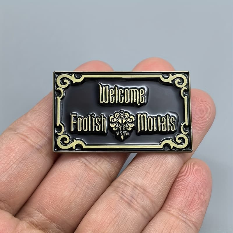 TEMU Welcome To The Foolish Letter Brooch Haunted Enamel Pin, A Metal Badge For Hats, Backpacks, Jackets, And Clothing Additions, Perfect As An Easter Gift For