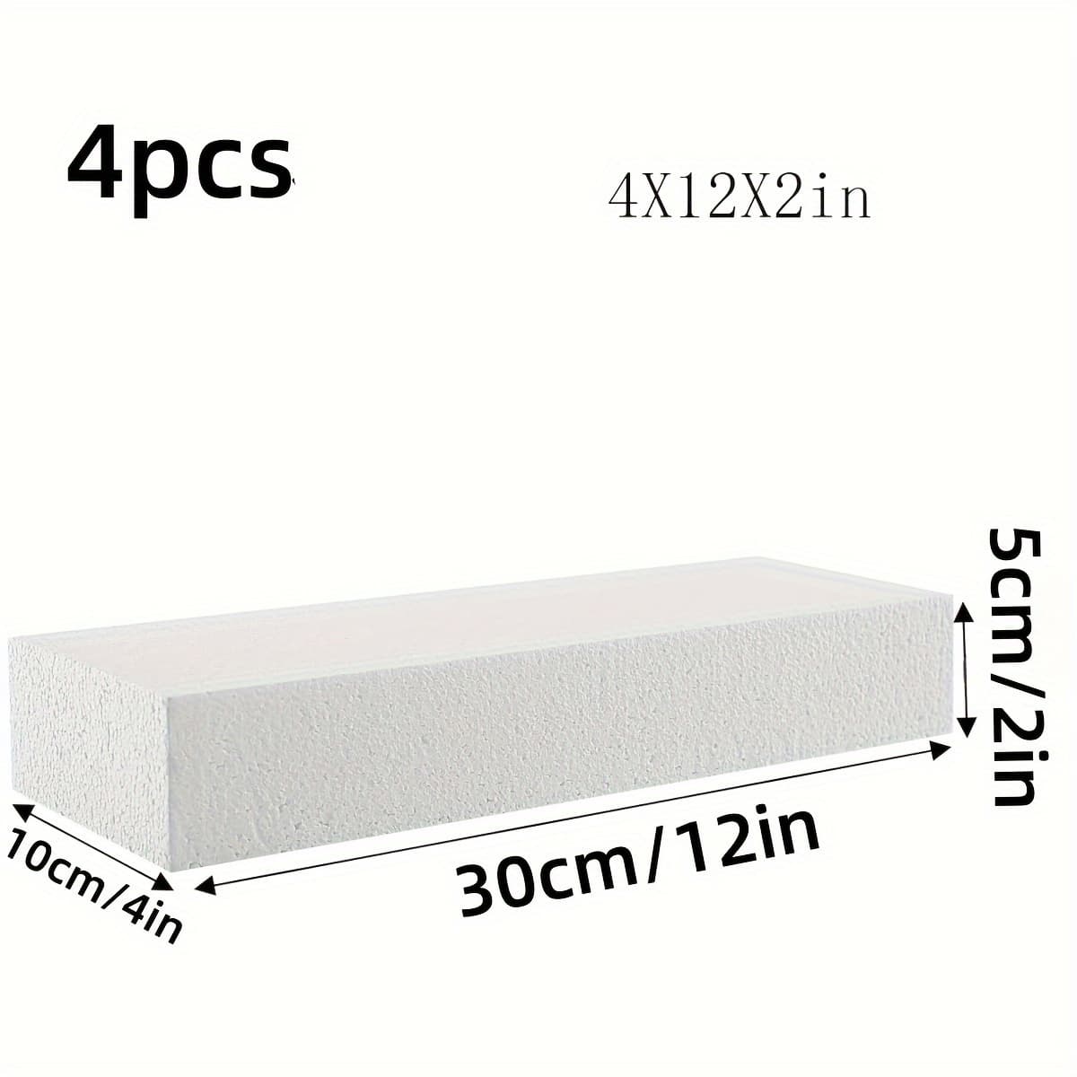 TEMU 4pcs Craft Foam Blocks Polystyrene Bricks 30x10x5cm Suitable For Arts And Crafts, School Project Sculptures, Floral Arrangements, Modeling, Centerpiece Decorations