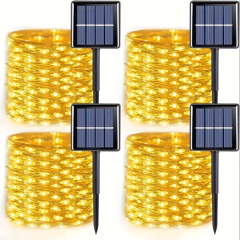 TEMU 2/4 Pack Solar Fairy Lights, Each 33ft 100 Led Solar String Lights, 8 Copper Wire Solar Twinkle Lights Wedding Decorations