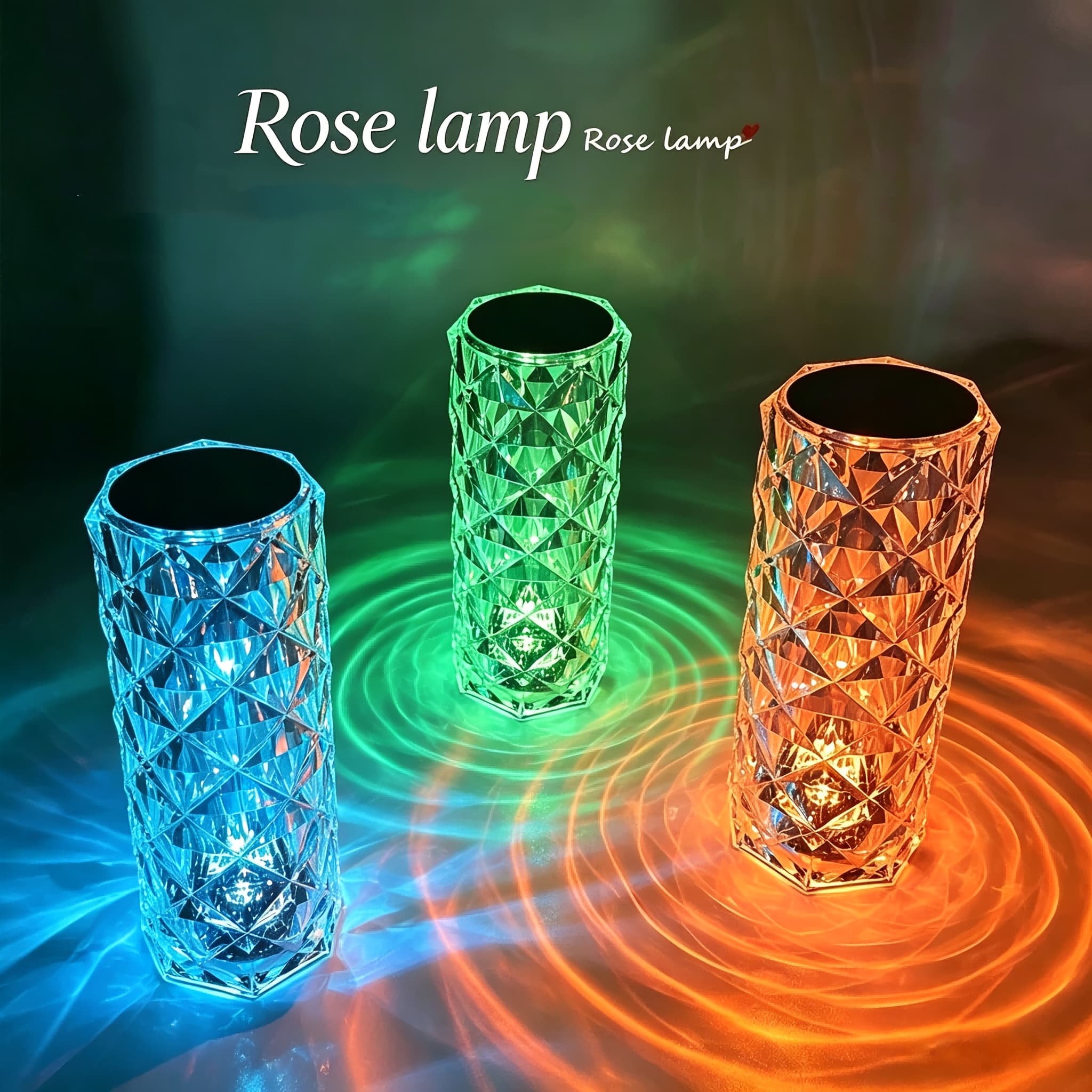TEMU Led Touch Acrylic Atmosphere Crystal Table Lamp, Romantic Crystal , Atmosphere Lamp, Touch Diamond, Rose Atmosphere Table Lamp, 600mah