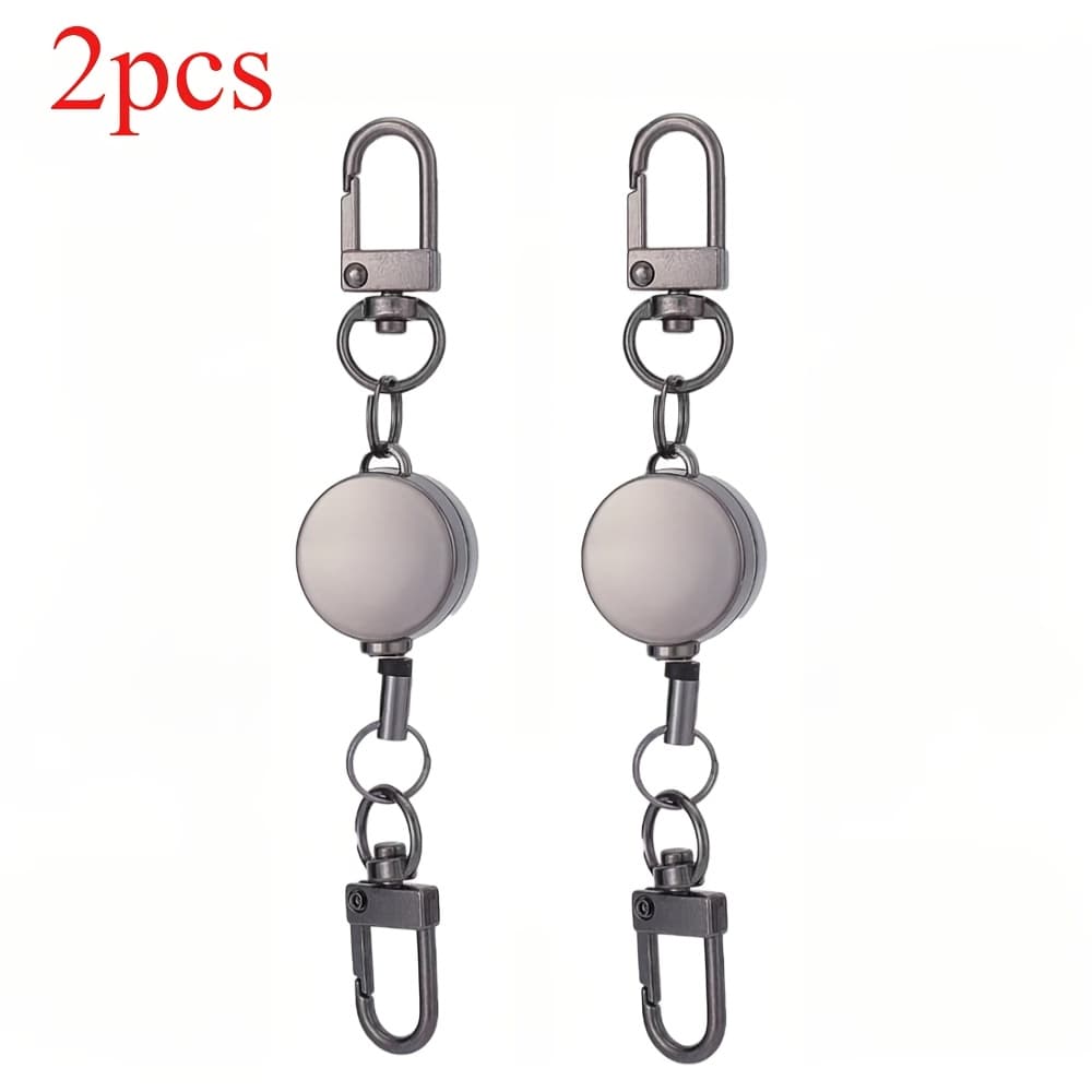 TEMU 2pcs Retractable Key Holder Holder Reel Anti-theft Plastics Easy-to-pull Rope Elastic Keychain Key Ring Additions