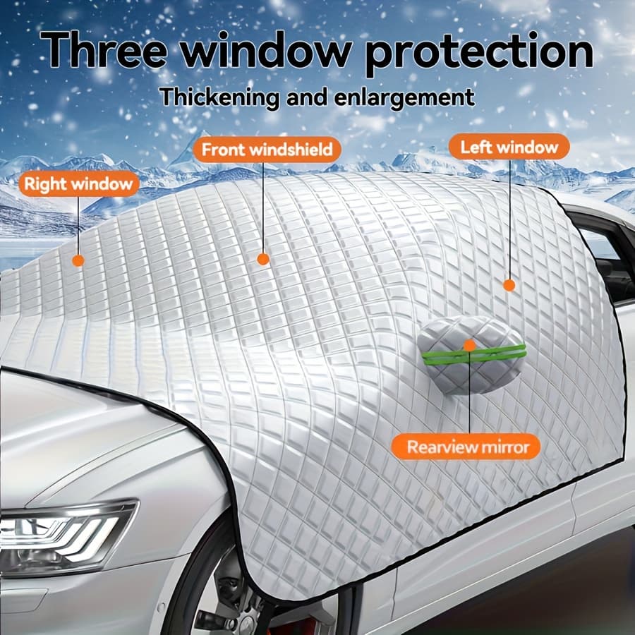 TEMU Car Windshield Snow Cover Protection For Snow, Ice, Uv, Frost Wiper & Mirror Protector, Windproof Sunshade Cover For Cars, Compact Suvs