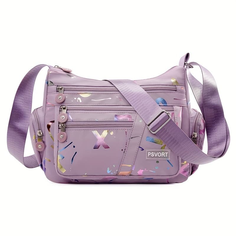 TEMU Chic Nylon Crossbody Bag For Women - Adjustable Strap, Lightweight, Multi- With Zip Closure - In , Cream, Purple, Blue, Black
