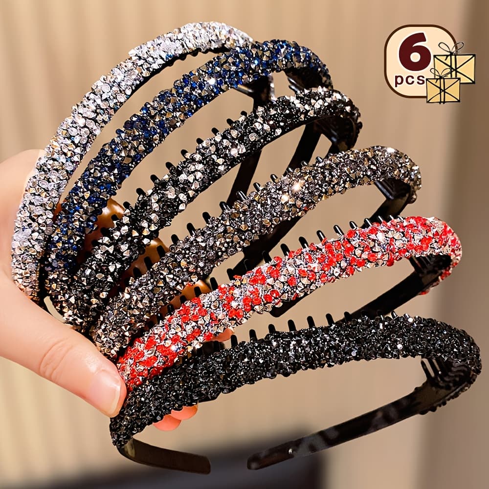 TEMU 6pcs Premium Shiny Anti-slip Hair Ties With Teeth, Perfect Gift For Women
