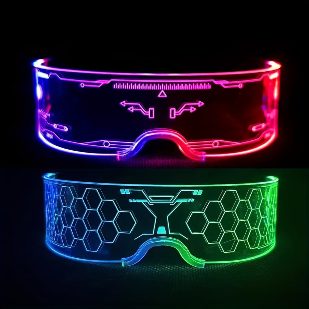 TEMU Led Visor Glasses Futuristic Glasses 4 Light Up Glasses Honeycomb Luminous Glasses For Adults