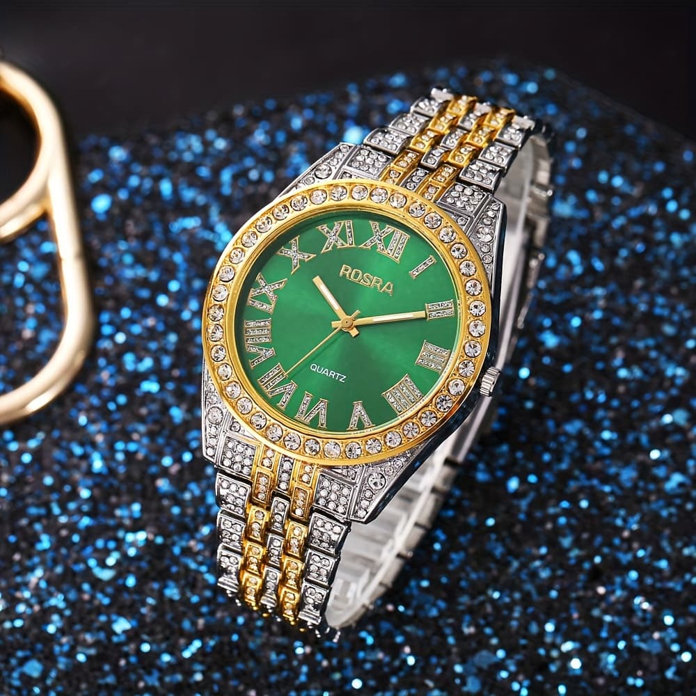 TEMU Male Luxury Filled Stainless Steel Wristwatch