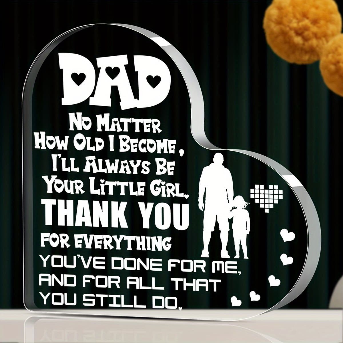 TEMU 2d Flat - [2d Flat] A 2d Flat, One-piece Heart-shaped Acrylic For Fathers - A Versatile Holiday Present, A Plaque To Show Appreciation On Father's Day, Requires No Power