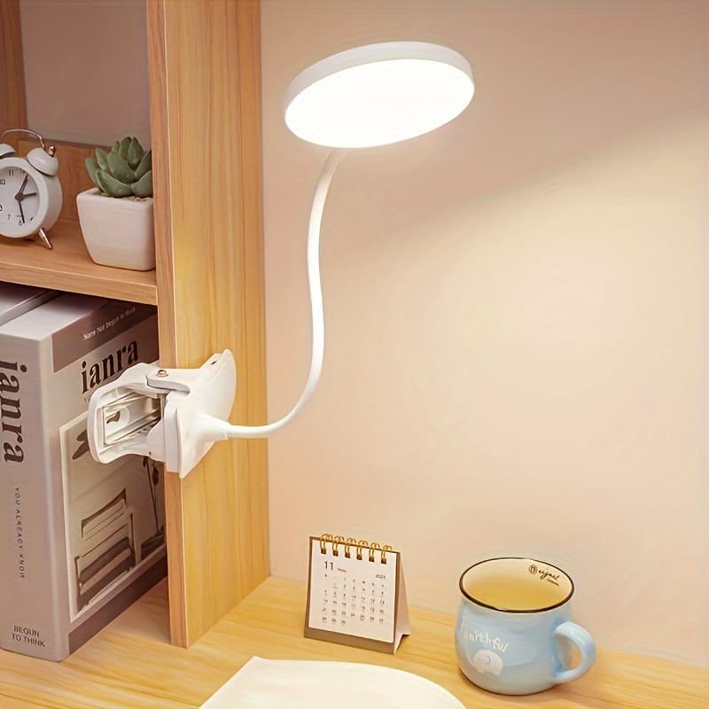 TEMU Office Study Light, Rechargeable Portable Lamp, Three-color Dimming, Gooseneck Swivel Light, Touch Control Switch, Ideal For Bedside Reading, Desk Reading Light, Christmas Gift