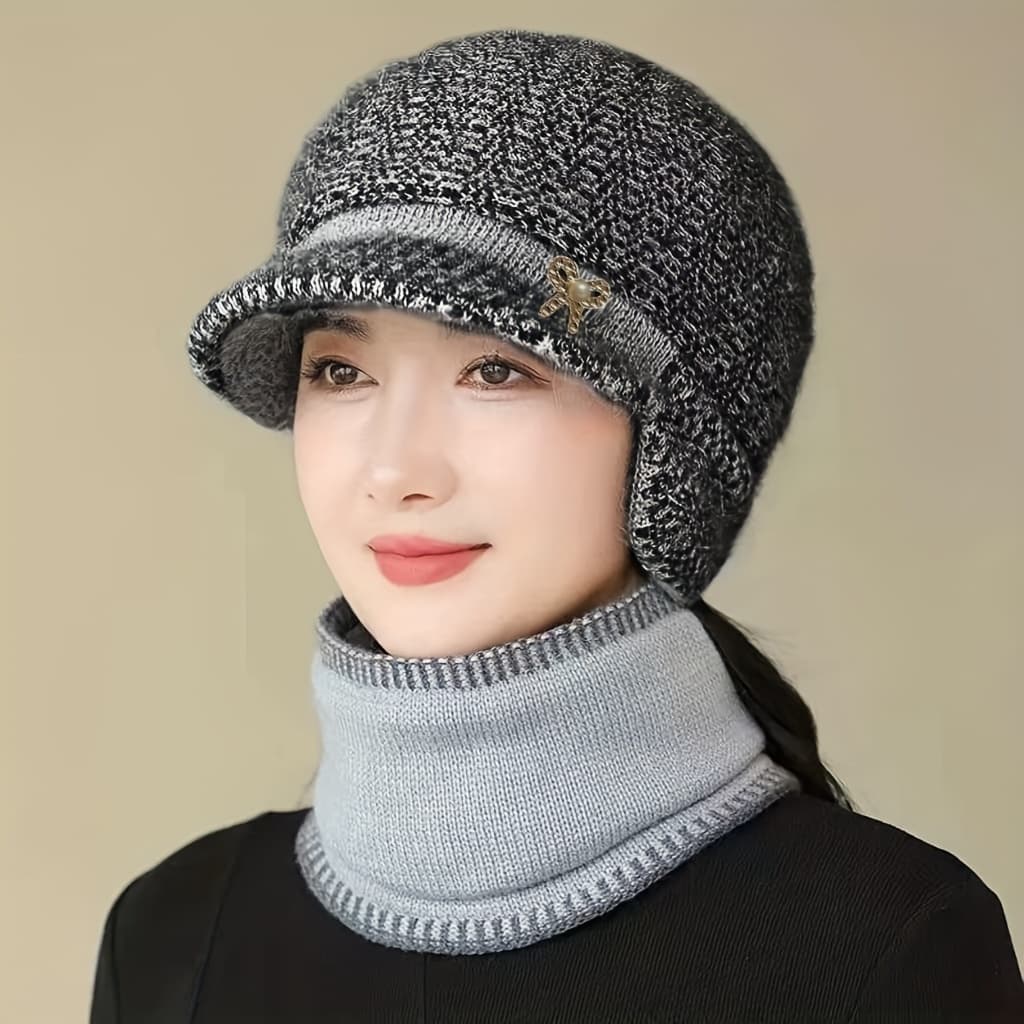 TEMU Women's -lined Ear Protection Winter Hat For Middle-aged And Elderly Mothers, Autumn/winter Cold-proof