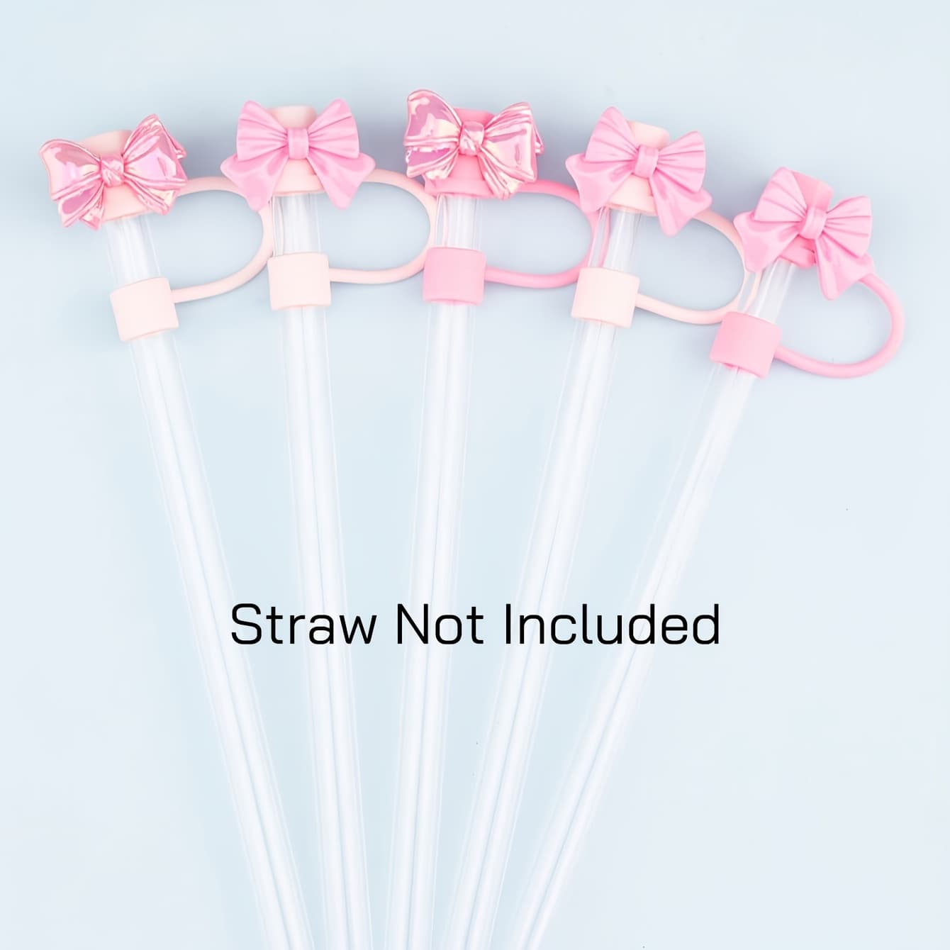 TEMU 5pcs Pink Bow Silicone Straw Covers - Reusable, Fits 10mm Straws - Ideal For Birthday Parties, Daily Use & Business Travel - Perfect Gift For Sports Cup Enthusiasts