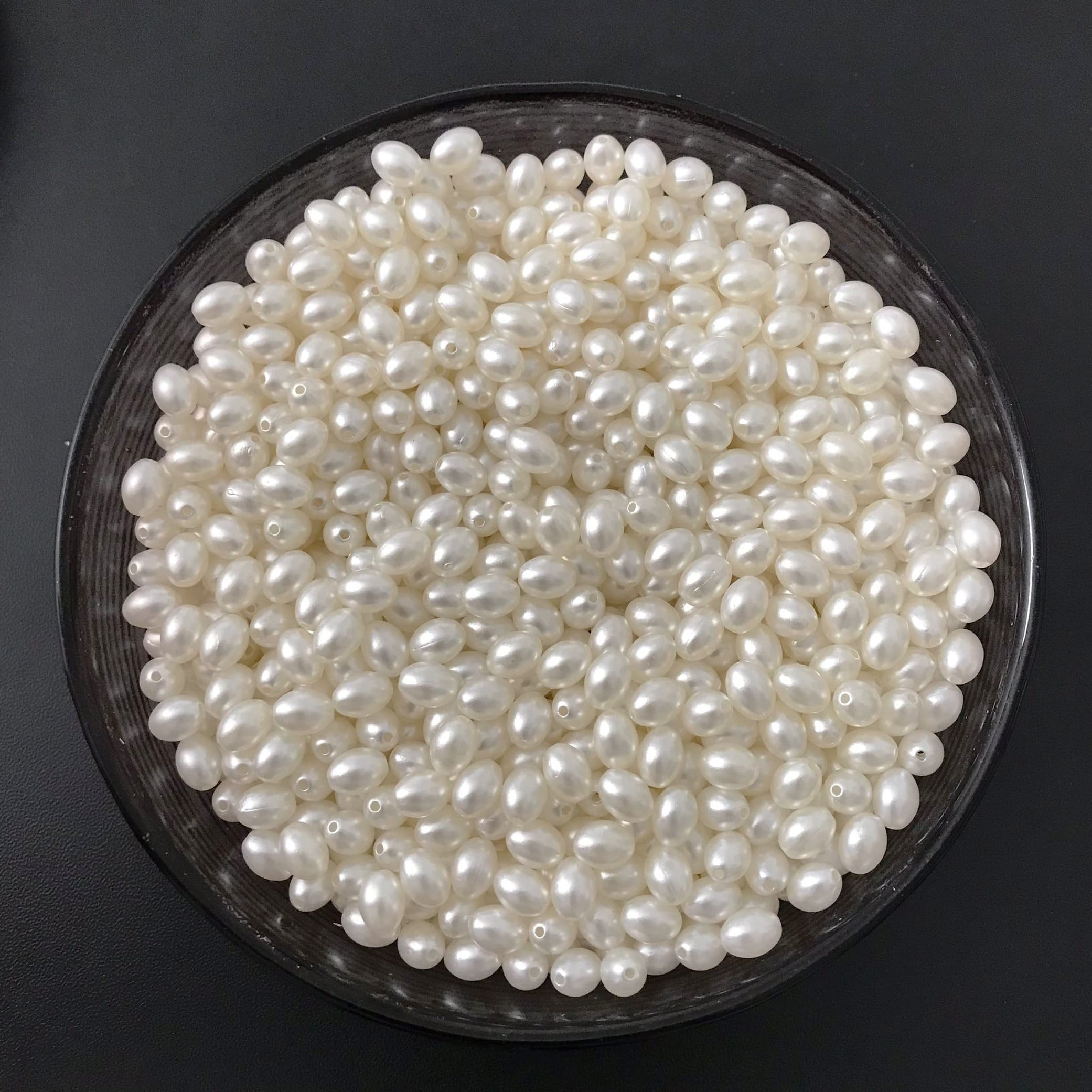 TEMU 150pcs Rice-shaped Abs Oval Olive Beads Diy Hairpin Accessory Craft Materials