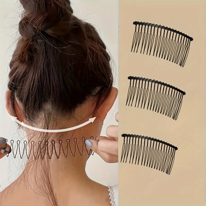TEMU 3pcs Solid Hair Clips Bangs Holder Hairpins Broken Hair Finishing Clips Hair Styling Tools