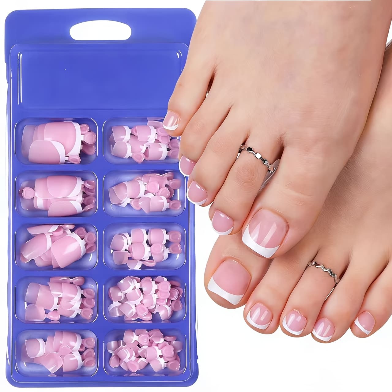 TEMU 120pcs Short Square Fake Toenails - Acrylic Fake Toenails - Premium Edge Fake Toenails - Suitable For Daily Wear - Beautiful Fake Toenails For Special Festivals - Party Celebrations