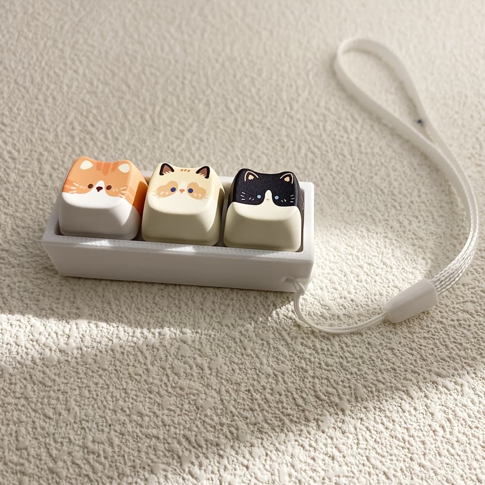 TEMU 3-in-1 Square Cat Keycap Decompression Button, Easy To Press, Portable And Compact, Relax Your Mood, Suitable For Friend Gifts