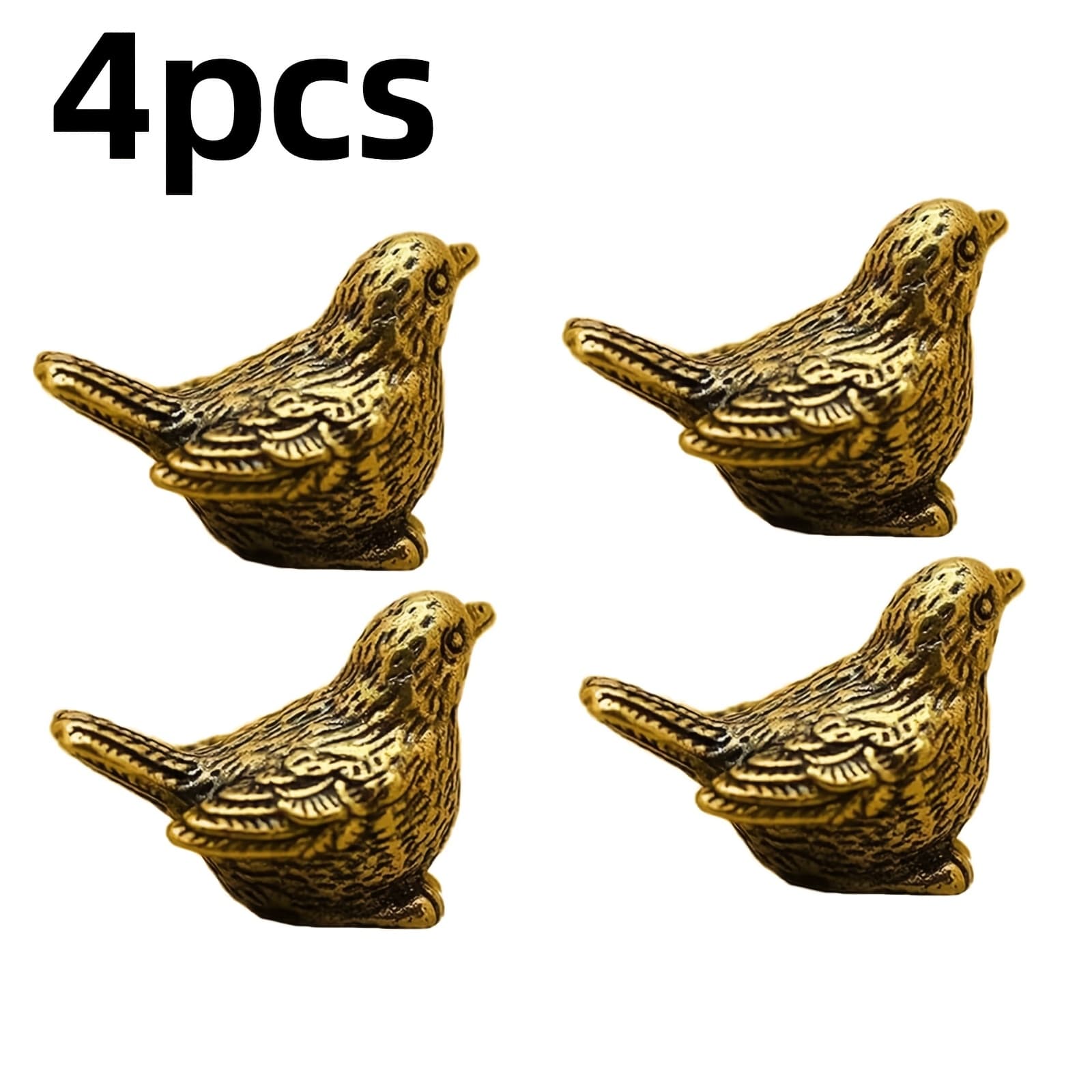 TEMU 4 Brass Sparrow Bird Statues, Exquisite Bird Decoration, Desktop Brass Statues, Retro Sparrow Statues, Home Office Ornaments