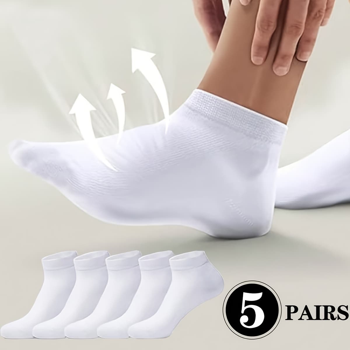 TEMU 5 Pairs Of Breathable Low-end Summer Unisex Socks-light Travel Essential, Moisture Wicking Seamless Design Solid Color Leisure Sports Socks, Smooth Texture Fabric