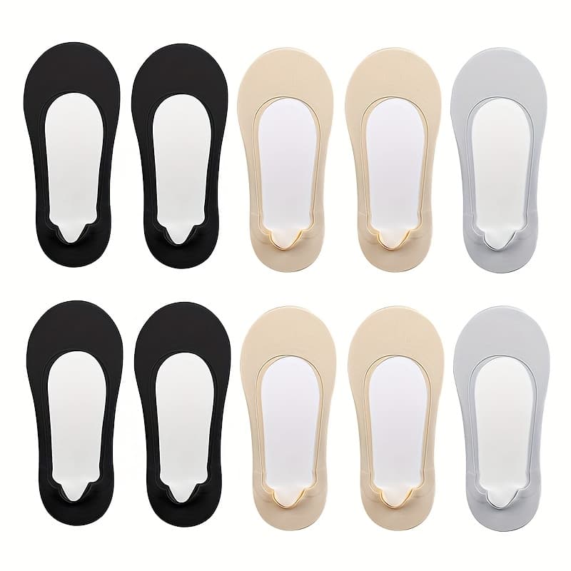 TEMU 10 Pairs Of Soft Sponge, Sweat Absorbing Ice, Invisible Boat Socks, Low Cut, Shallow Mouth, Breathable, Solid Color, Versatile, Comfortable, High-heeled Shoes And Socks