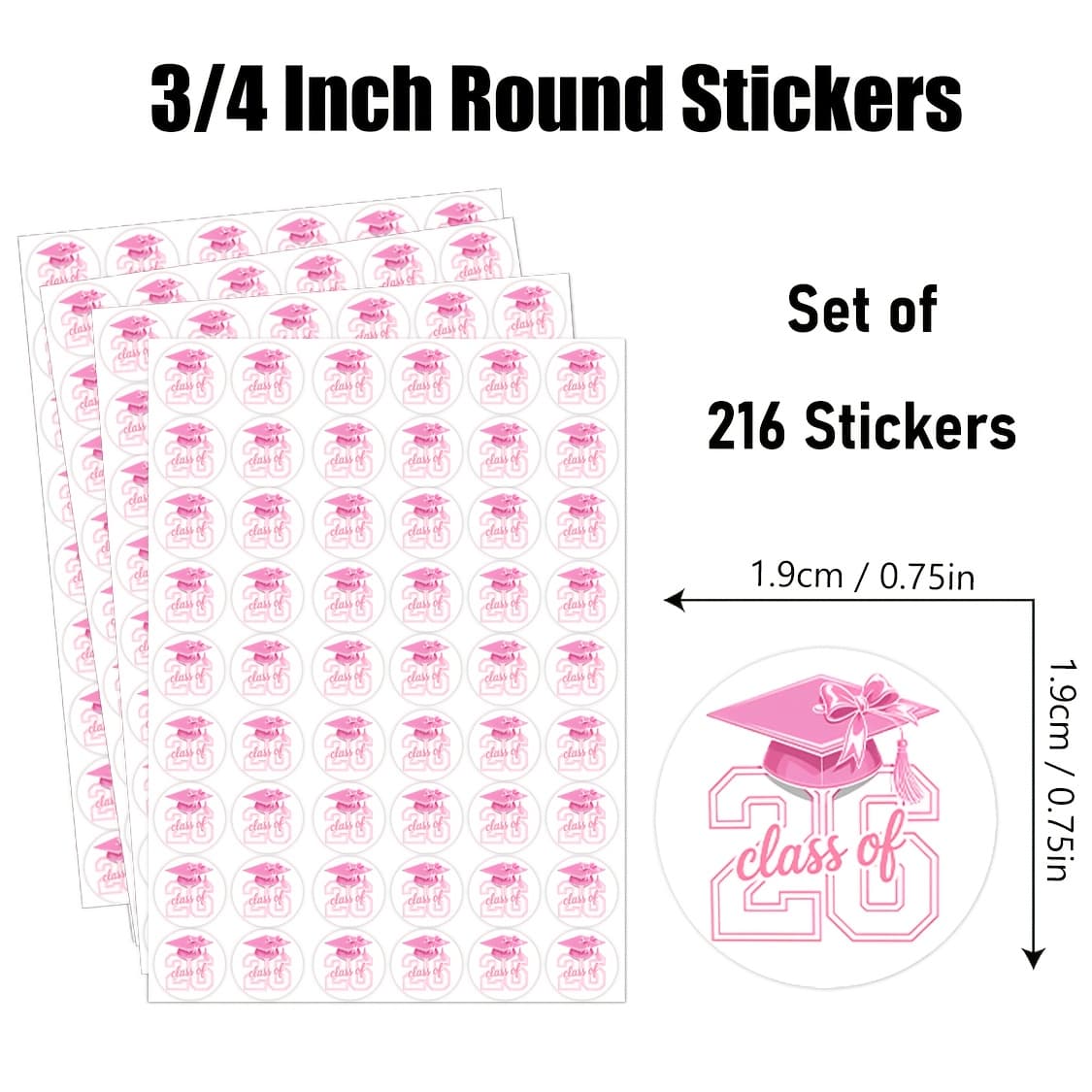 TEMU 216 Pink Graduation Class Of 2026 Graduation Stickers, Class Of 2026 Party Favors, High School College Graduation Party, Candy Favor Label