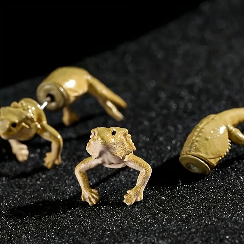TEMU Lizard Earrings - Animal Jewelry For Women, Featuring A Lifelike Design With Intricate Scales And A Tongue, Ideal For Halloween, Christmas Presents, And Everyday Wear, Jewelry | | Textured End