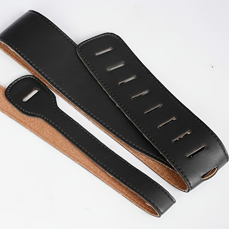 TEMU Leathers 3 Wide Leather Series Guitar Strap With Foam Padding And Garment Leather Backing Black(m26pd-blk)