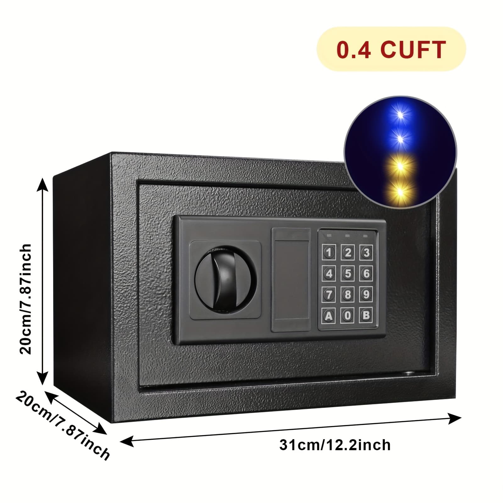 TEMU For Homeyuer Safe Box With 4pcs Led Sensor , Hidden Safe Box With Key & Digital Lock For Home And Company. Anchoring Design On Bottom And Back, 0.4 Cubic Feet, 12.2"w X 7.87"d X 7.87"h